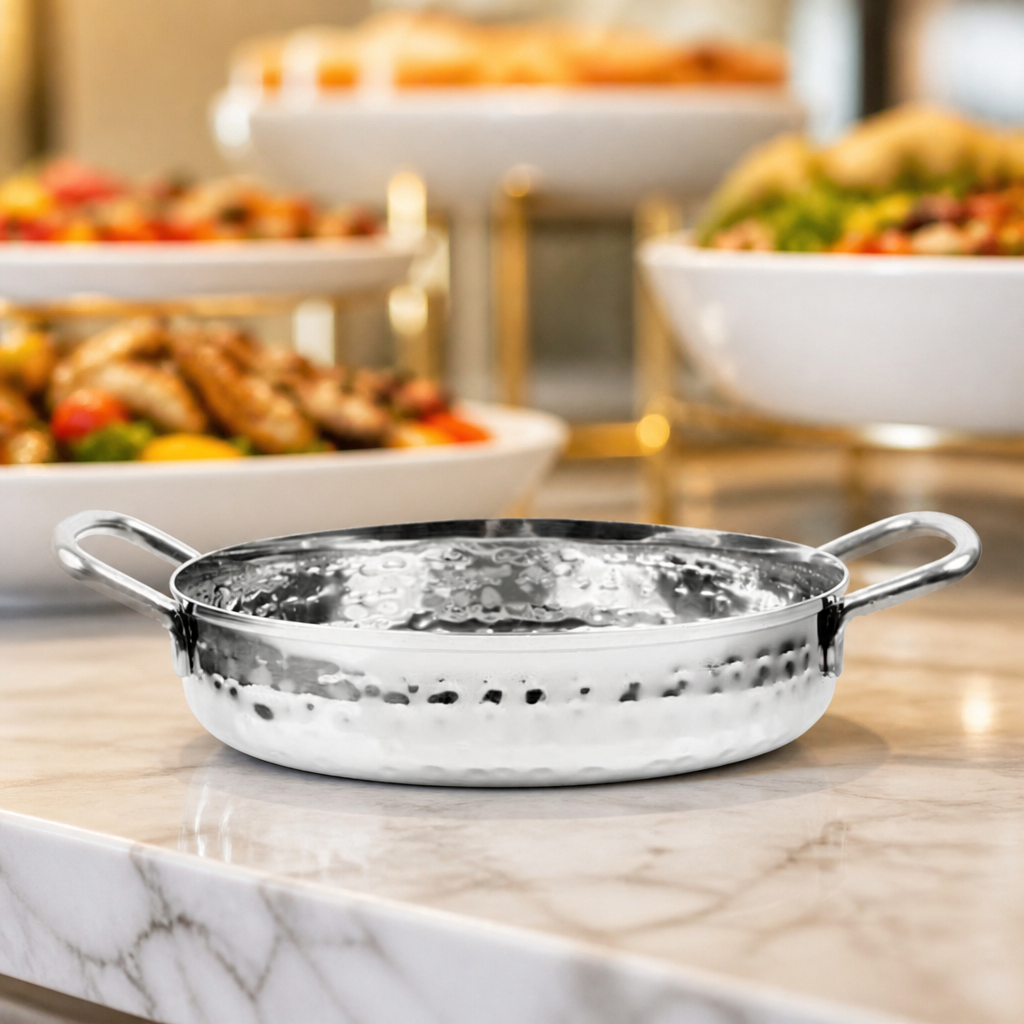 Hammered Stainless Steel Dish 150mm Commercial Serving Tray