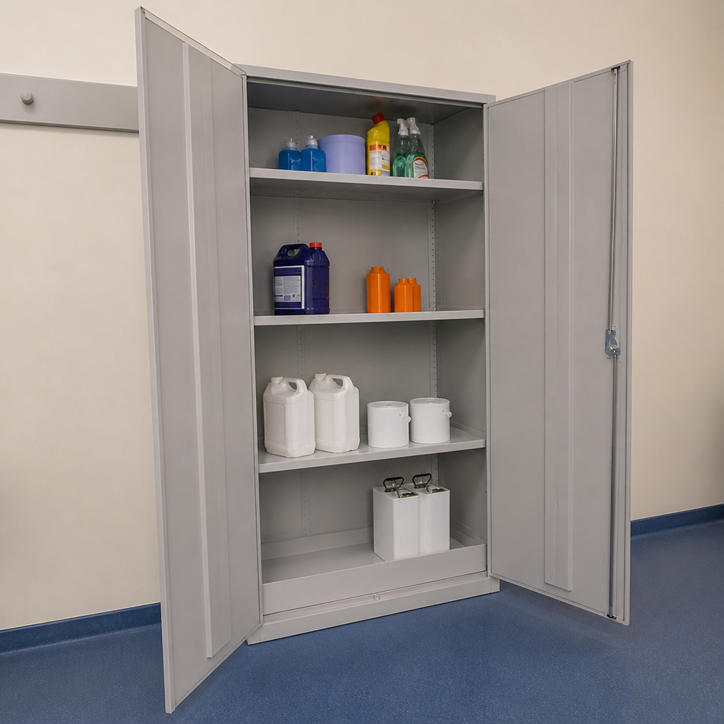 Lockable Double Door Cabinet Grey 36L Capacity