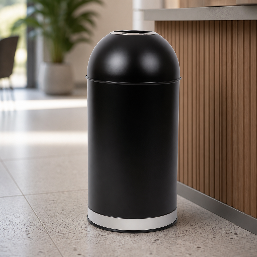 Commercial 40L Open Top Bullet Bin Black Waste Container