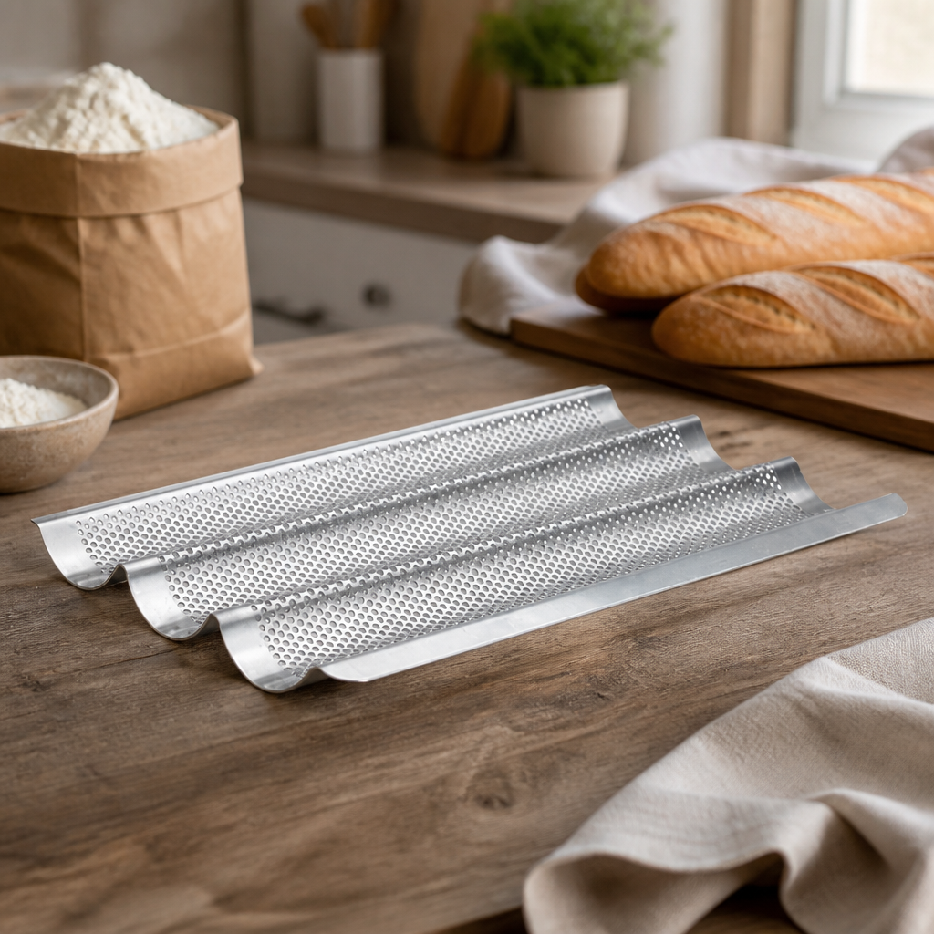 Commercial Perforated Baguette Baking Tray 245x400mm