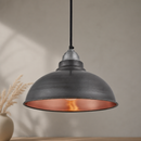 12" Commercial Vintage Pendant Light in Pewter and Copper