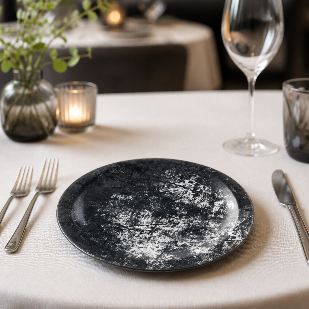 Commercial Urban Plates Black 203mm Vitrified China 12 Pack