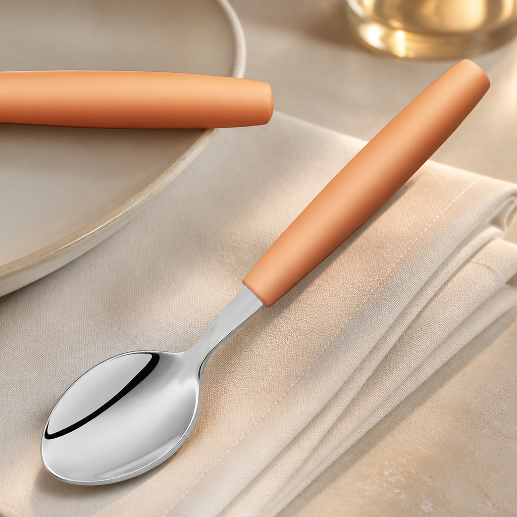Commercial Dessert Spoons 170mm with Orange Handle 12 Pack