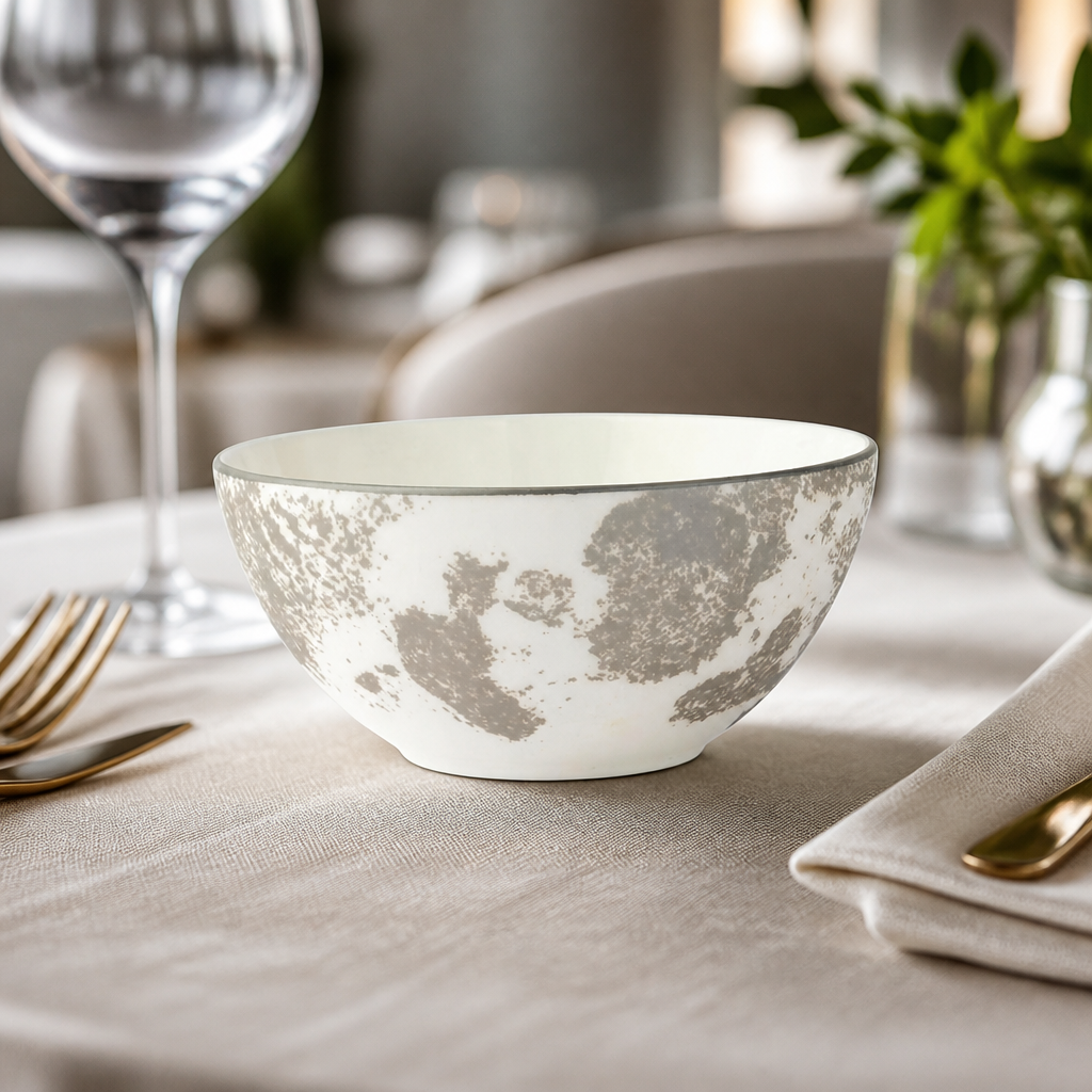 Set of 6 Crushed Velvet Grey Bowls 115mm for catering use