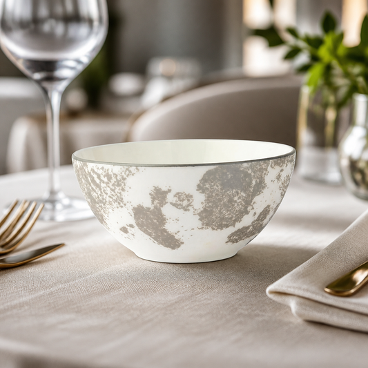 Set of 6 Crushed Velvet Grey Bowls 115mm for catering use