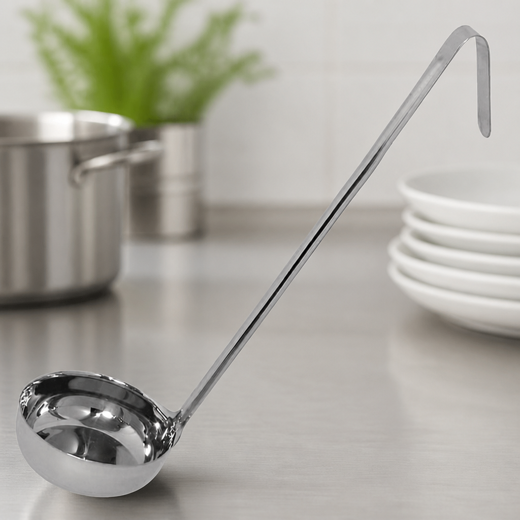 Commercial Flat Bottom Ladle 180ml Stainless Steel Kitchen Tool