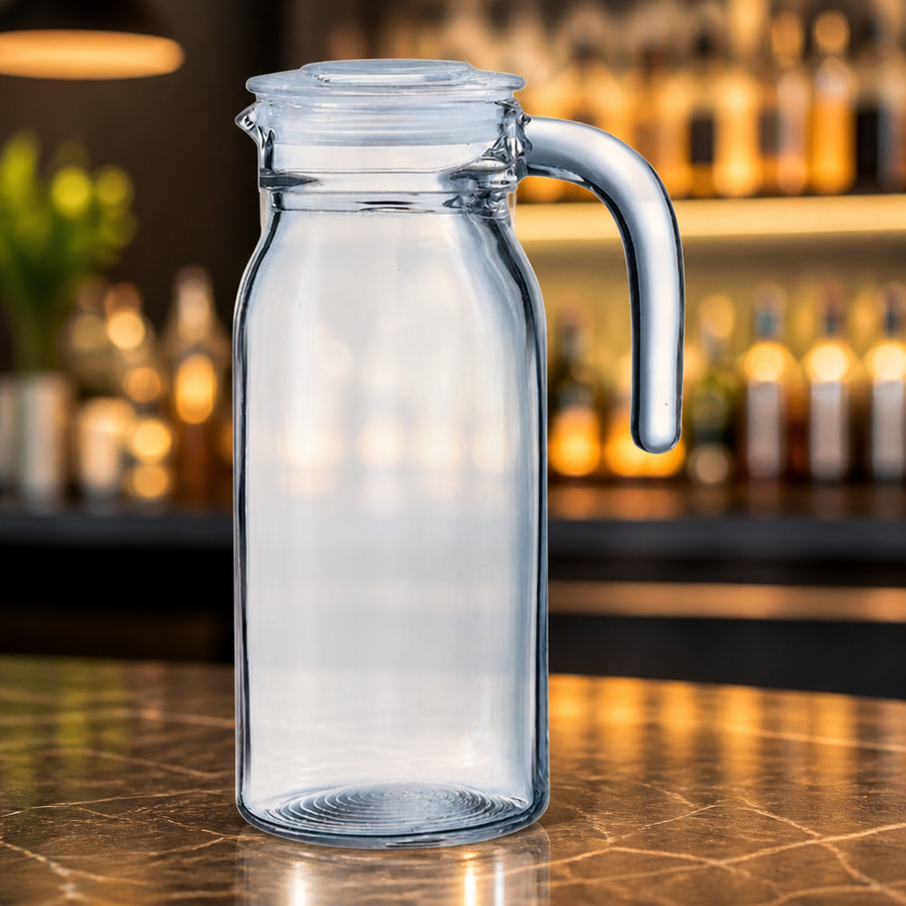 1Ltr commercial glass jugs with lids for serving drinks