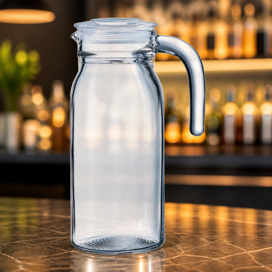 1Ltr Commercial Glass Jugs with Lids for Serving Drinks
