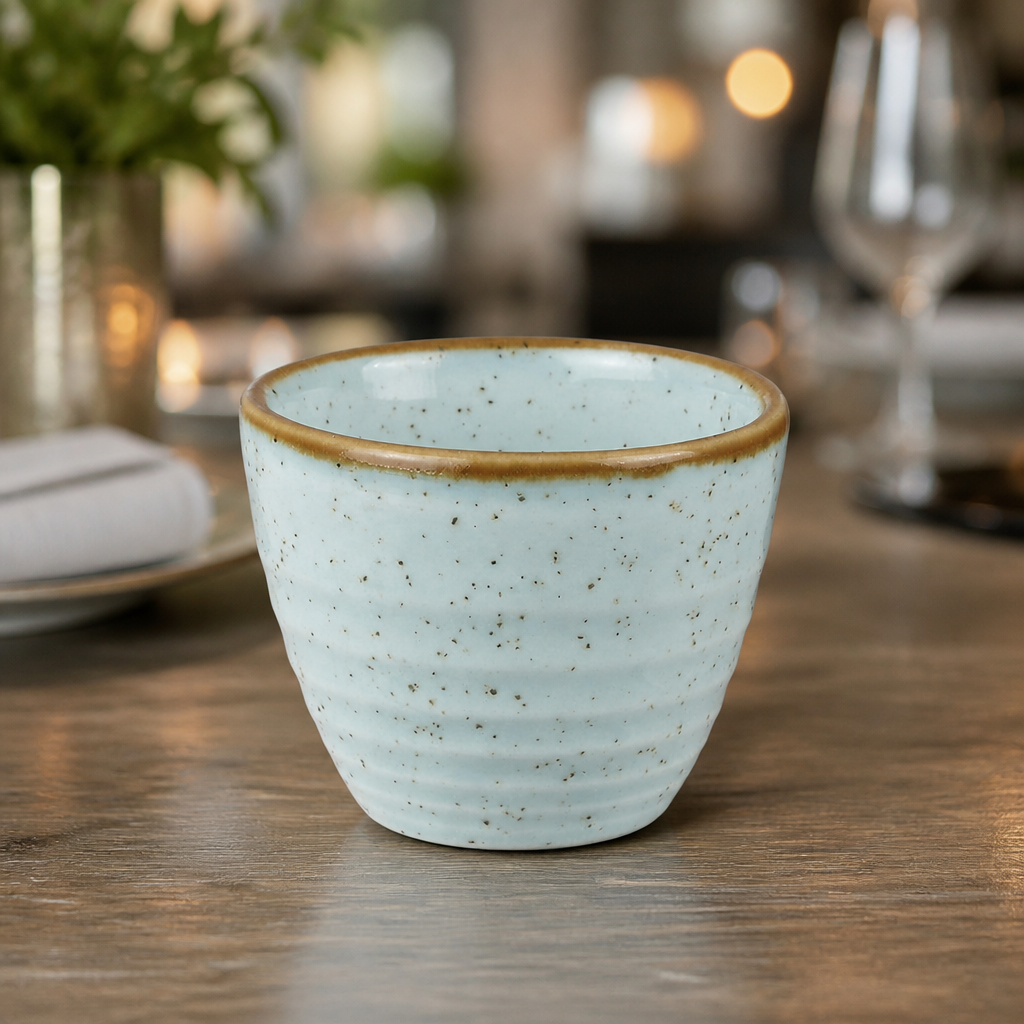 Commercial Dip Pots 57ml Ceramic Blue Ripple 12 Pack