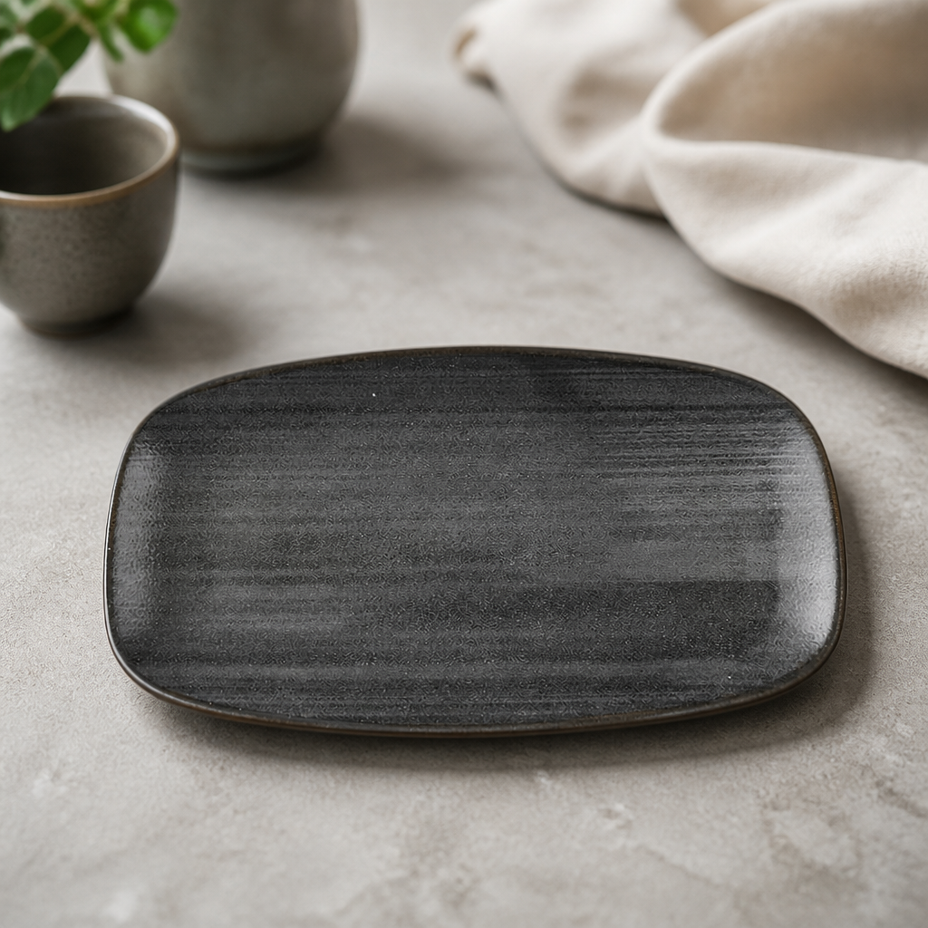 Commercial Oblong Chefs Plates 200mm Black - 12 Pack