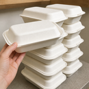 500ml Commercial Compostable Bagasse Hinged Food Containers
