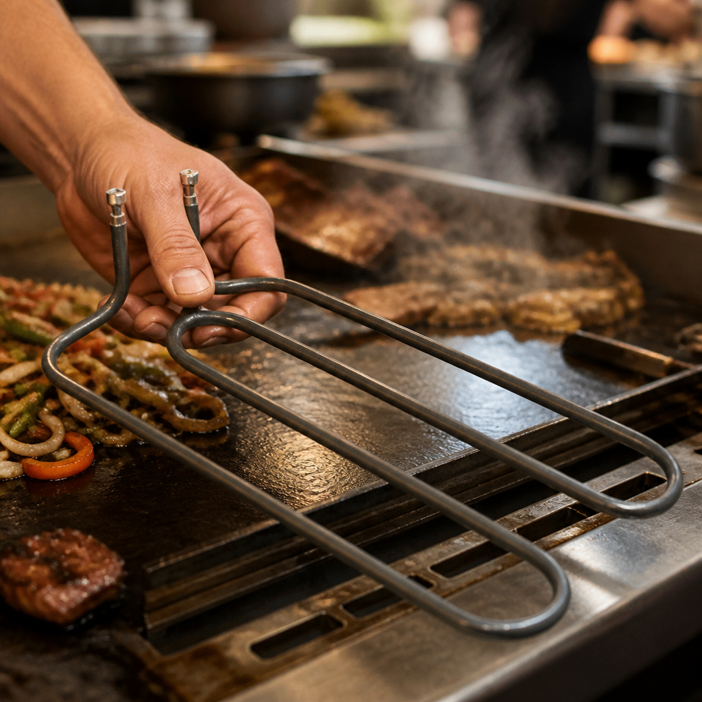 Replacement heating element for commercial countertop griddle