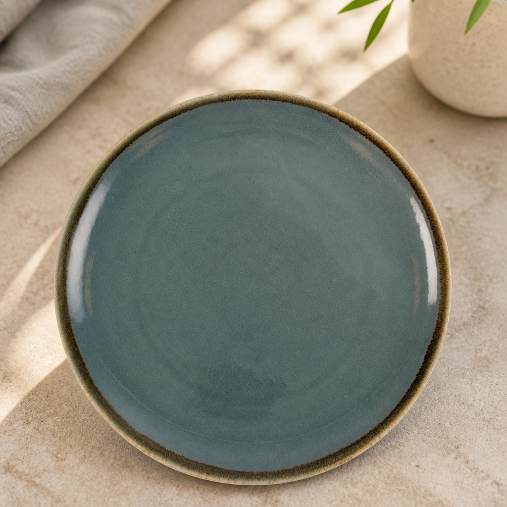 Commercial Porcelain Plates 280mm Ocean Reactive Glaze 4 Pack