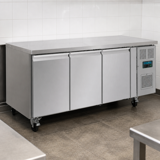 Commercial Triple Door Counter Freezer 417L Capacity
