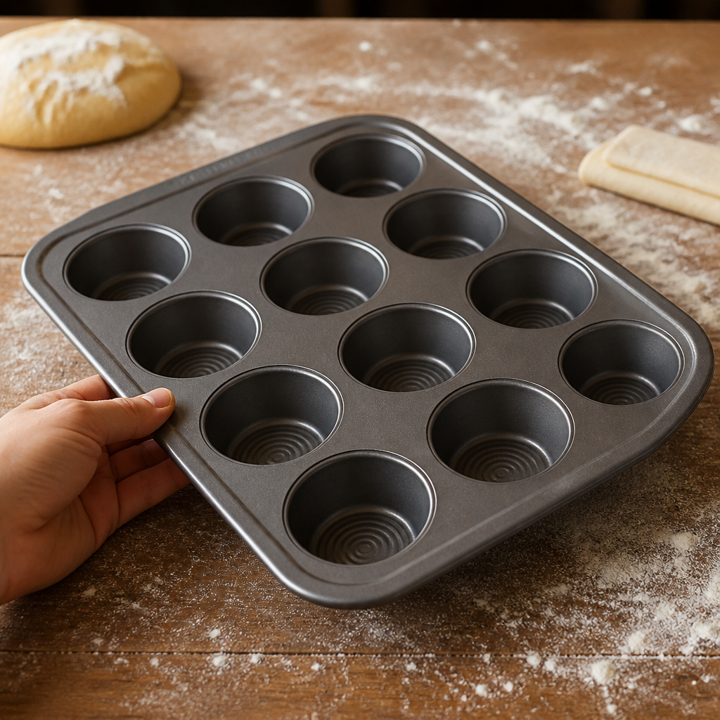 Commercial 12 Cup Muffin Tin Carbon Steel Baking Tray