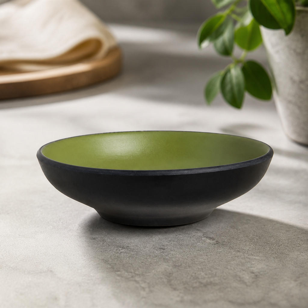 Cactus green melamine shallow bowls 152mm 24 pack
