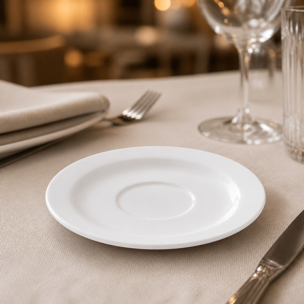 150mm Porcelain Saucers for beverage service, 12 pack