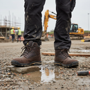 Premium Heavy Duty S1P Rated Leather Mid-Ankle Safety Boot with Steel Midsole and Slip-Resistant Outsole for All-Day Comfort
