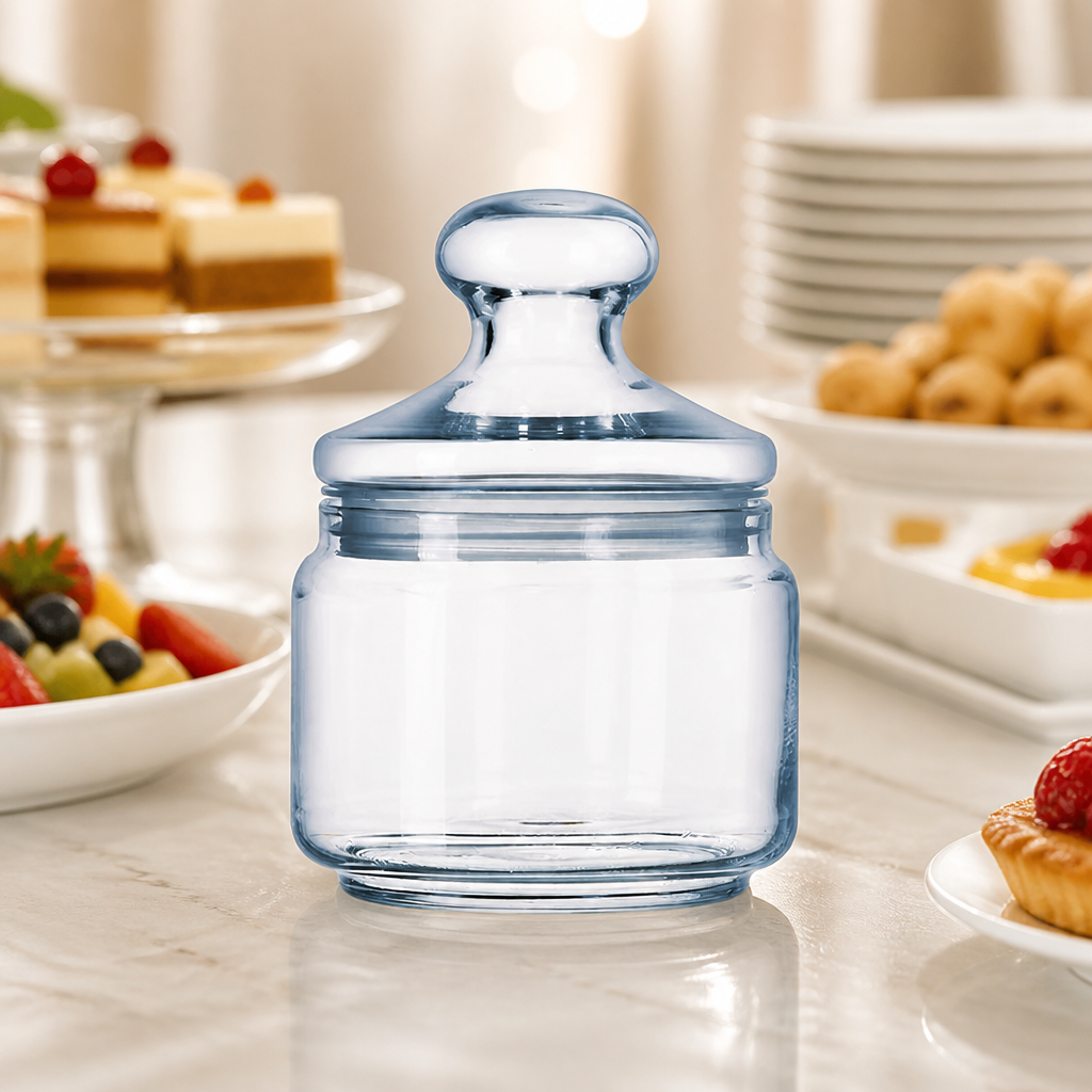 Set of 6 glass 500ml commercial biscotti jars