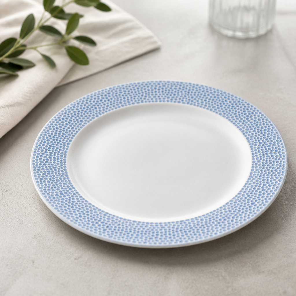 Commercial Footed Plates 260mm Ocean Blue 12 Pack