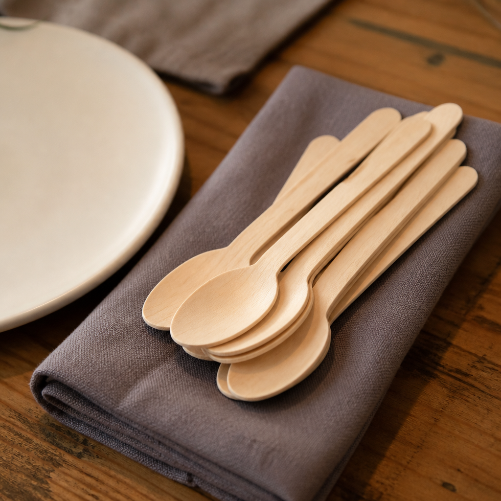 Commercial Wooden Dessert Spoons 100 Pack 166mm
