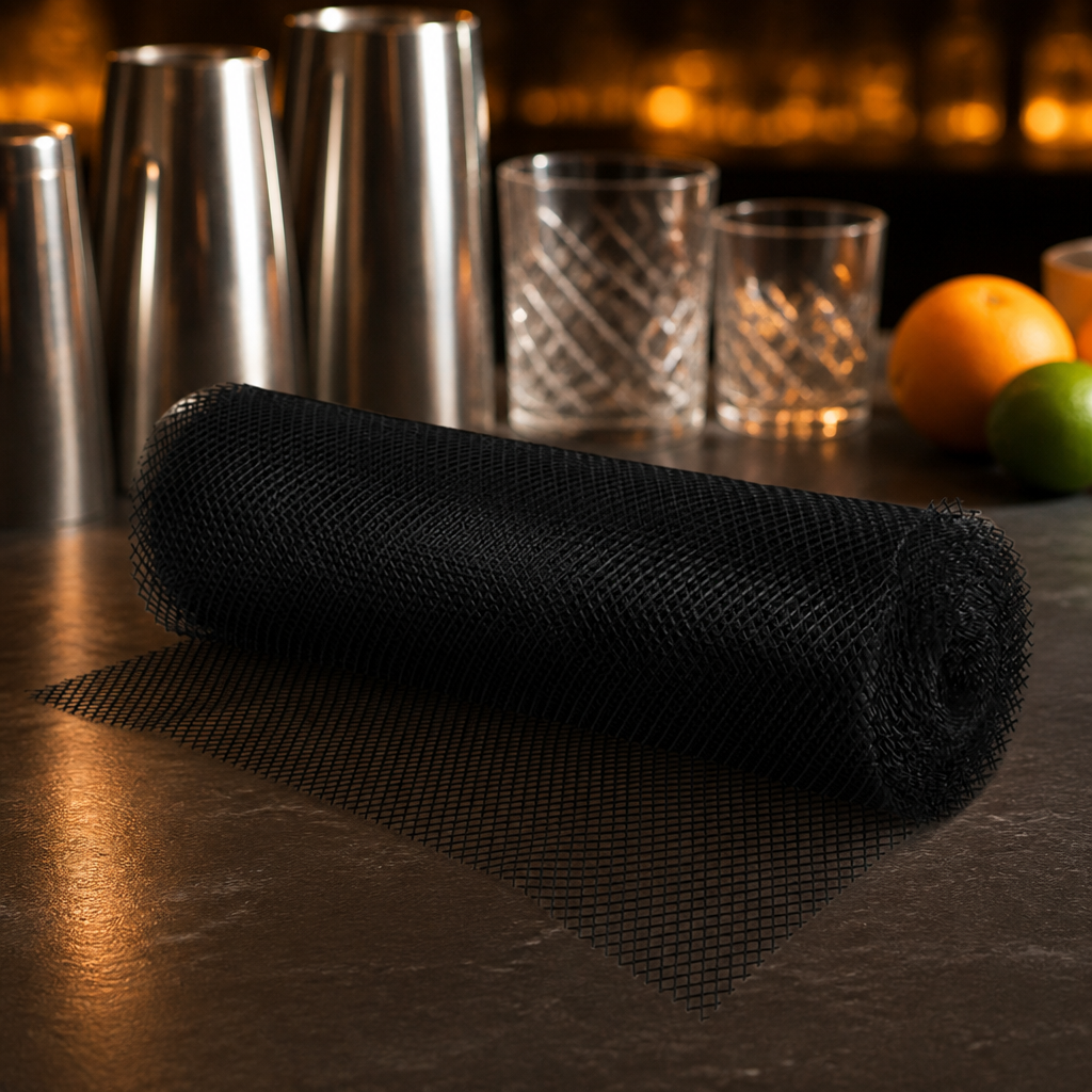 Commercial Wine Glass Rack Shelf Liner 10m Black Plastic