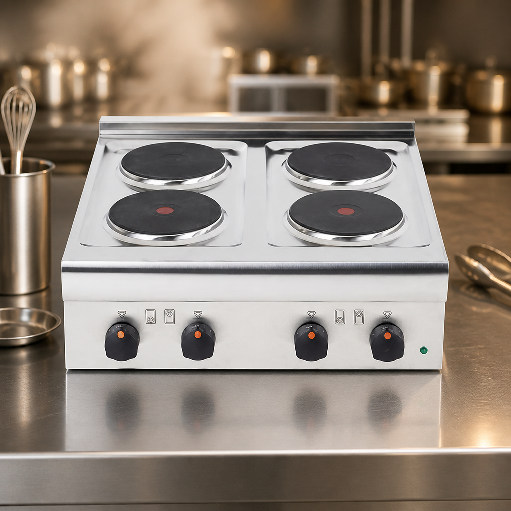 Commercial Electric Boiling Ring 4x 2/3 GN Countertop Hob