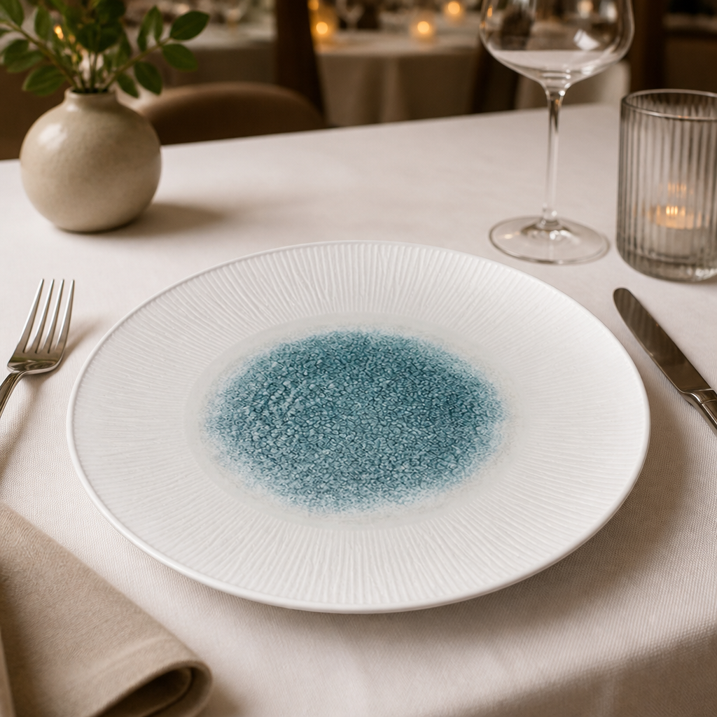 Bamboo Deep Coupe Plates 255mm in Topaz Blue, 12 pack