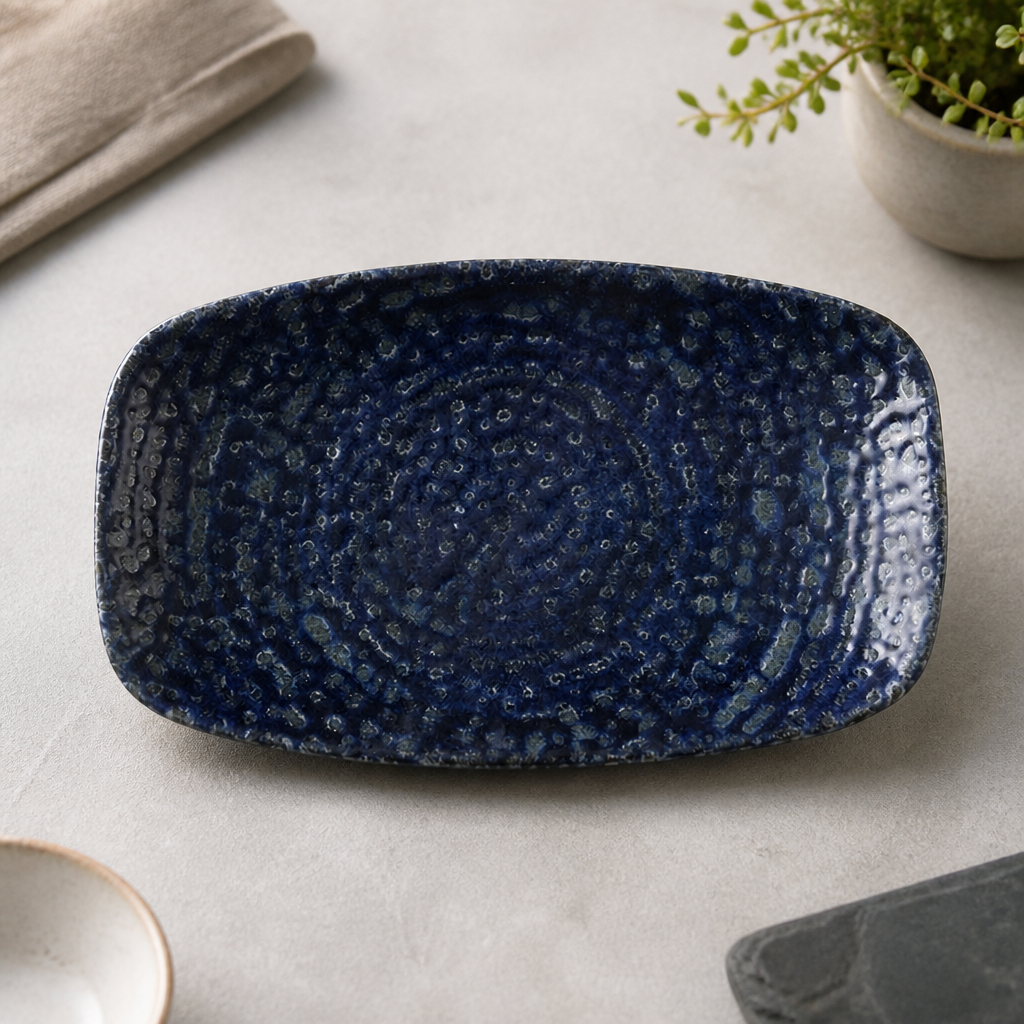 Commercial Oblong Chef Plates 200mm Blue 12 Pack Dishwasher Safe