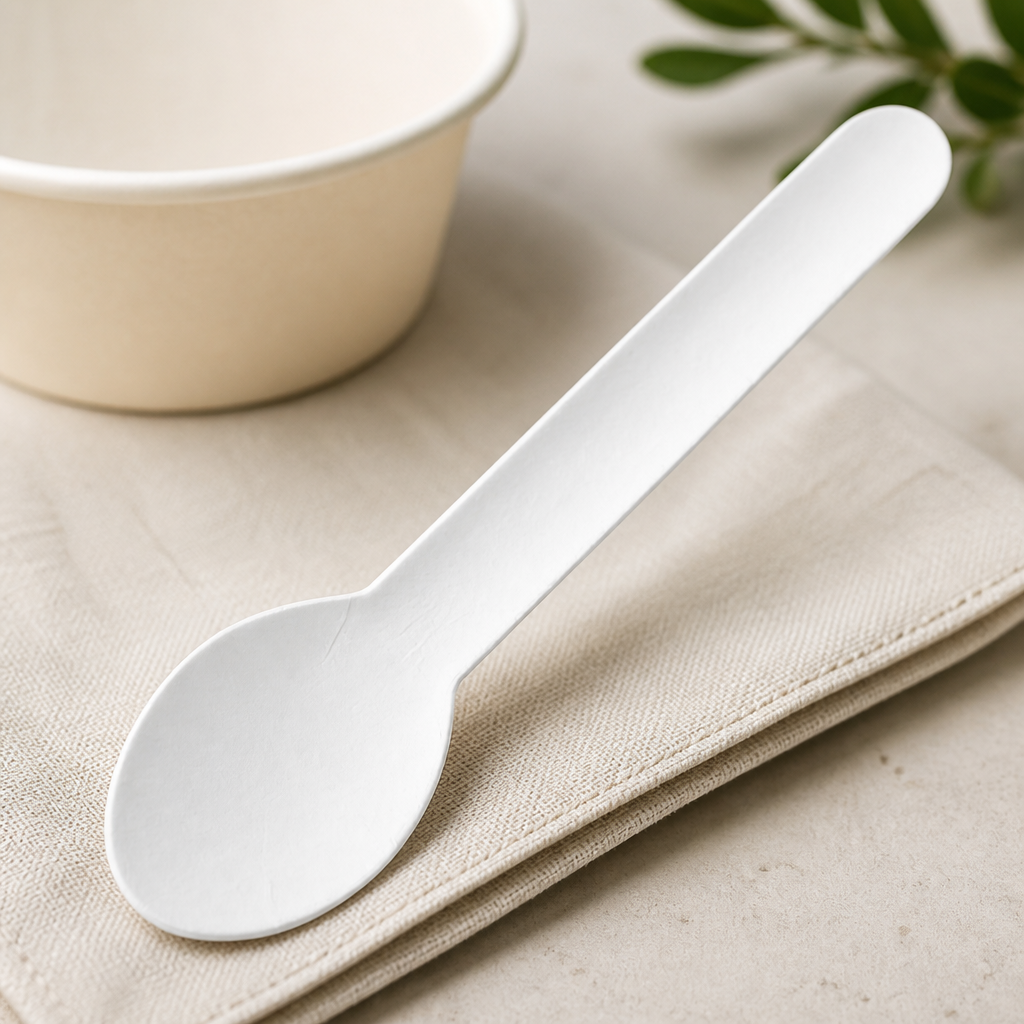 Compostable Paper Teaspoons 132mm 100 Pack Catering Cutlery