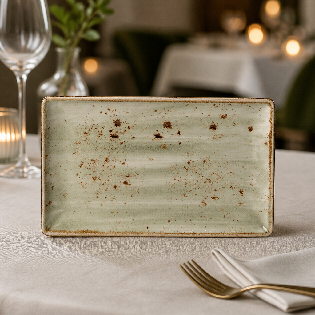 Commercial Rectangular Platter 270x167mm in green, 6 pack