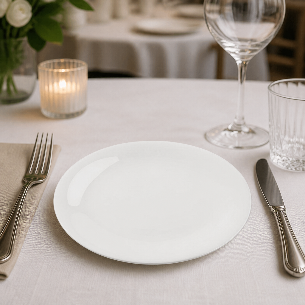 Commercial Bone China Coupe Plates 225mm 6 Pack