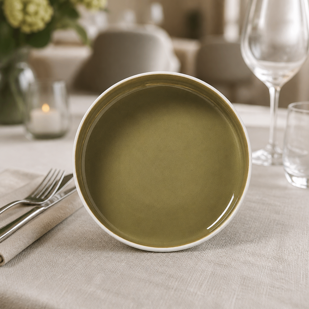 Commercial Round Stacking Trays 202.5mm Olive 12 Pack
