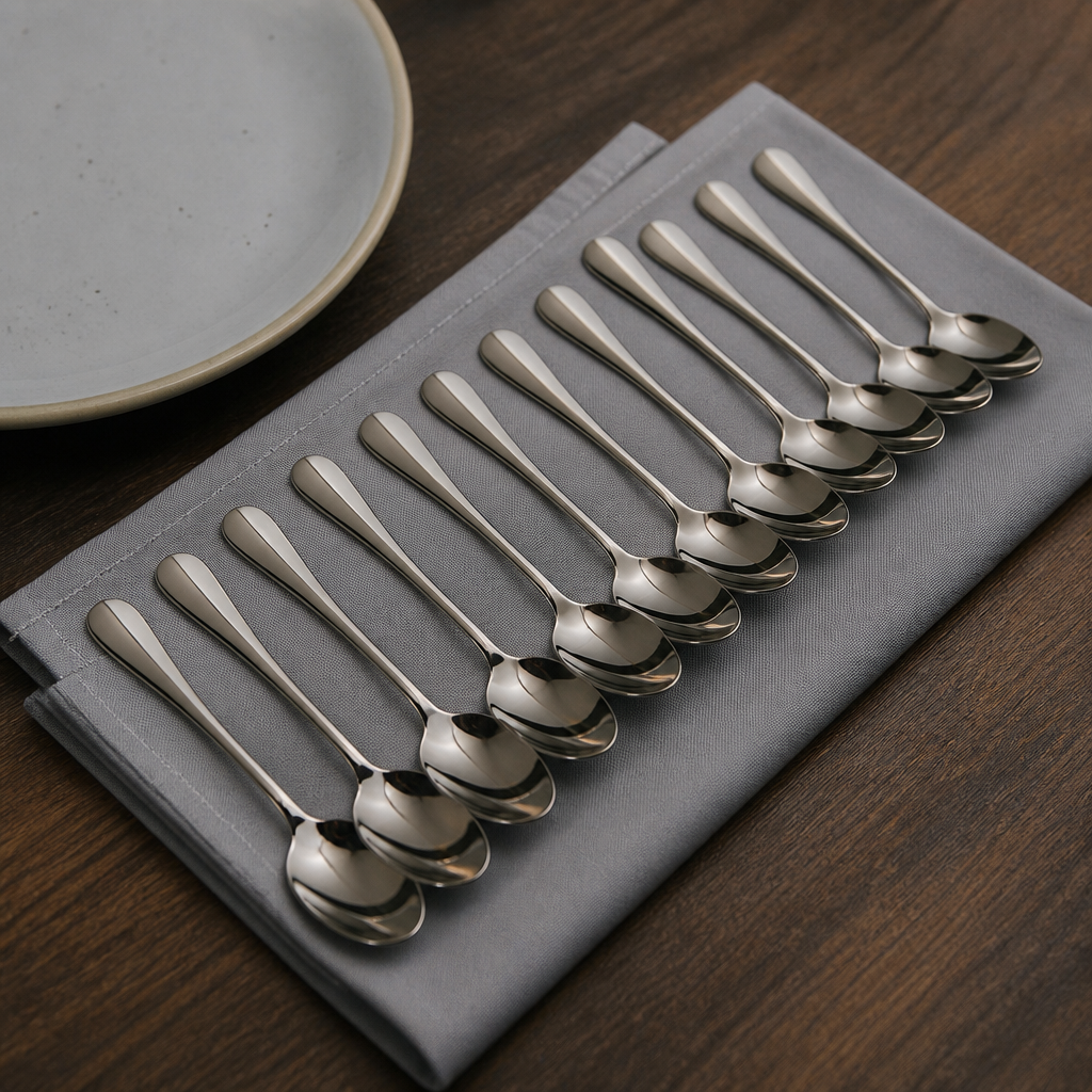 Commercial Dessert Spoons 12 Pack in stainless steel