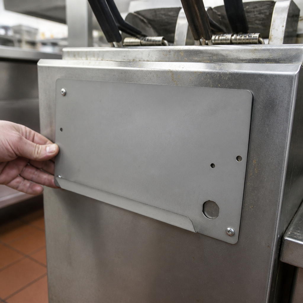 Commercial fryer back plate replacement part