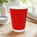 Commercial Disposable Coffee Cups 340ml Red Ripple Wall 500 Pack