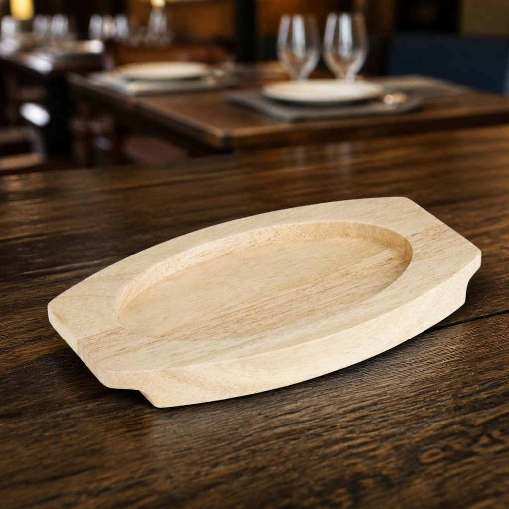 Wooden trivet board for commercial cast iron dishes 210x120mm