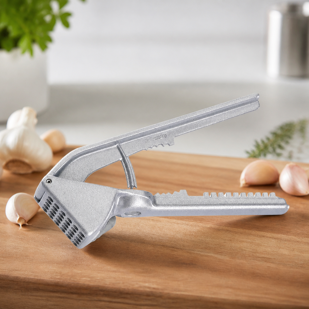 Commercial Garlic Press for Crushing, Pitting, and Cracking Nuts