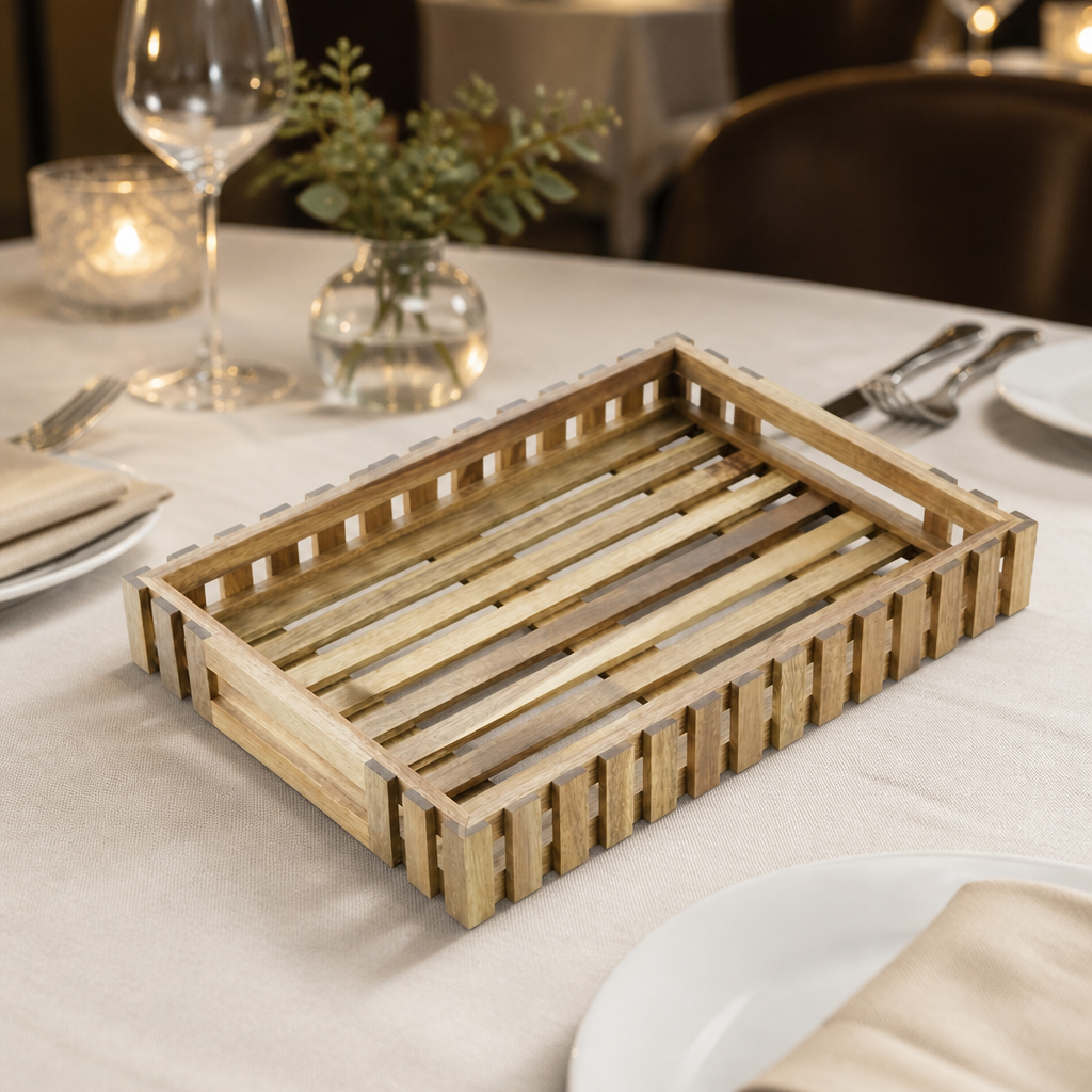 Commercial Acacia Wood Rectangular Storage Box 255x355mm