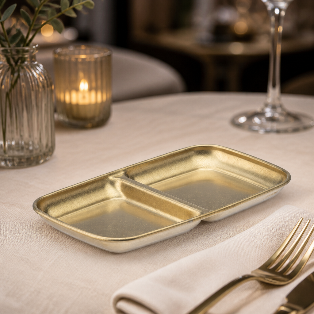 Pack of 12 Commercial Double Dip Trays in Rumbled Gold