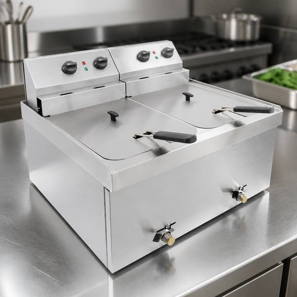 Commercial Countertop Electric Fryer 2 x 9L Capacity 6kW