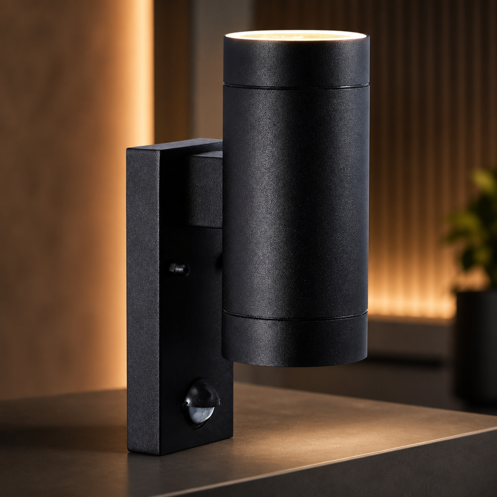 Double Sensor Outdoor Wall Light in Black