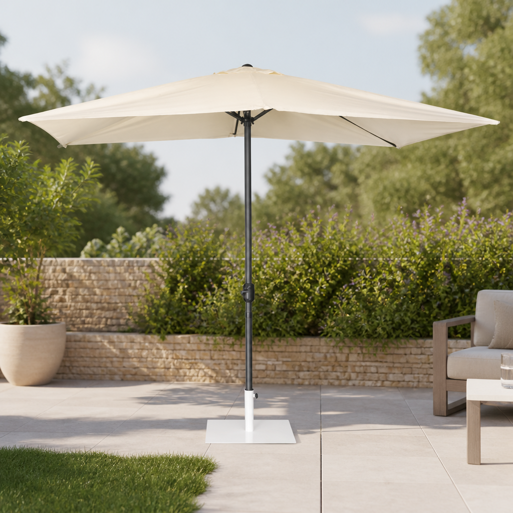 Commercial Rectangular Parasol 2m x 3m Cream Outdoor Shade