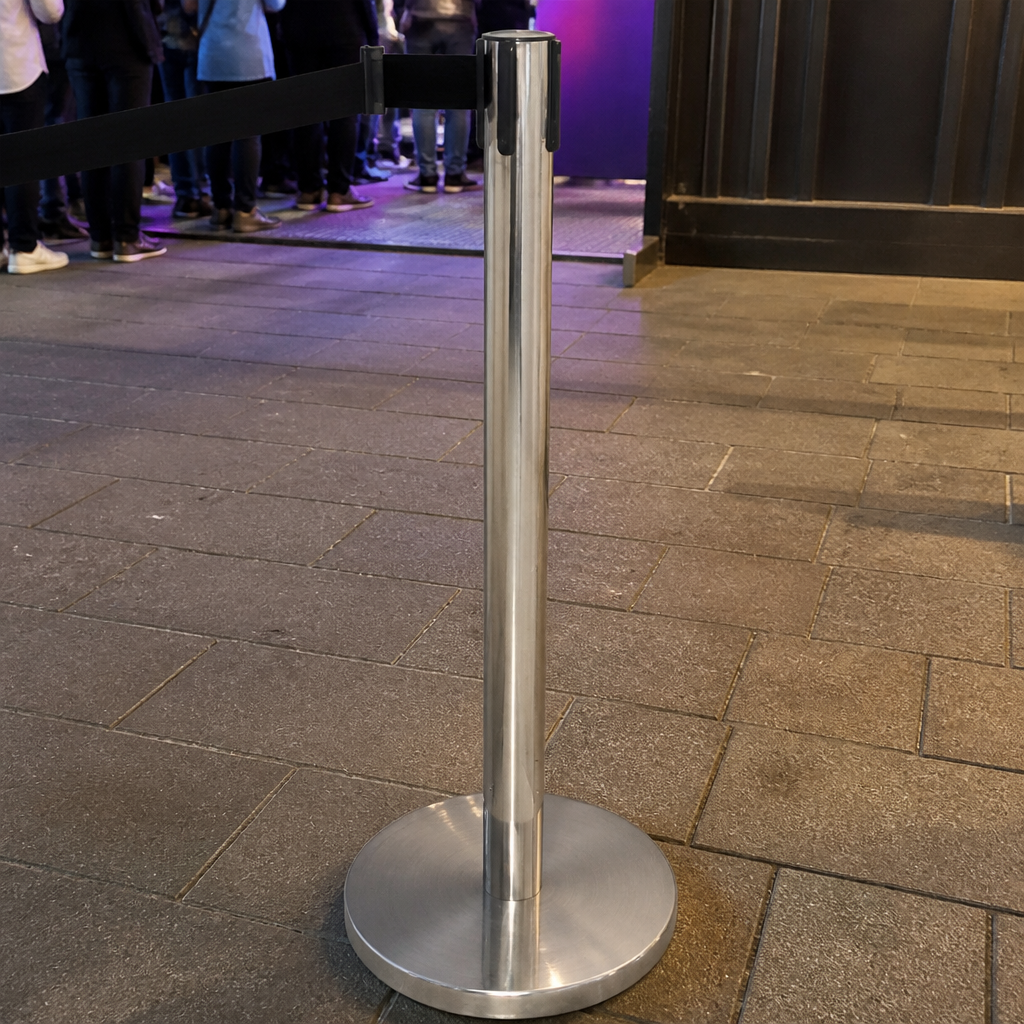 Commercial Queue Barrier with 3m Black Strap and Weighted Base