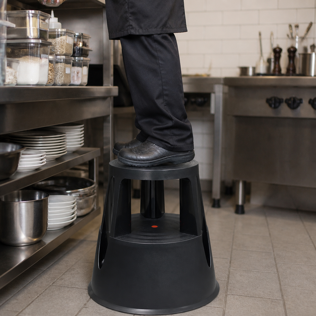 Commercial Kick Step Stool Black 432mm lightweight and durable