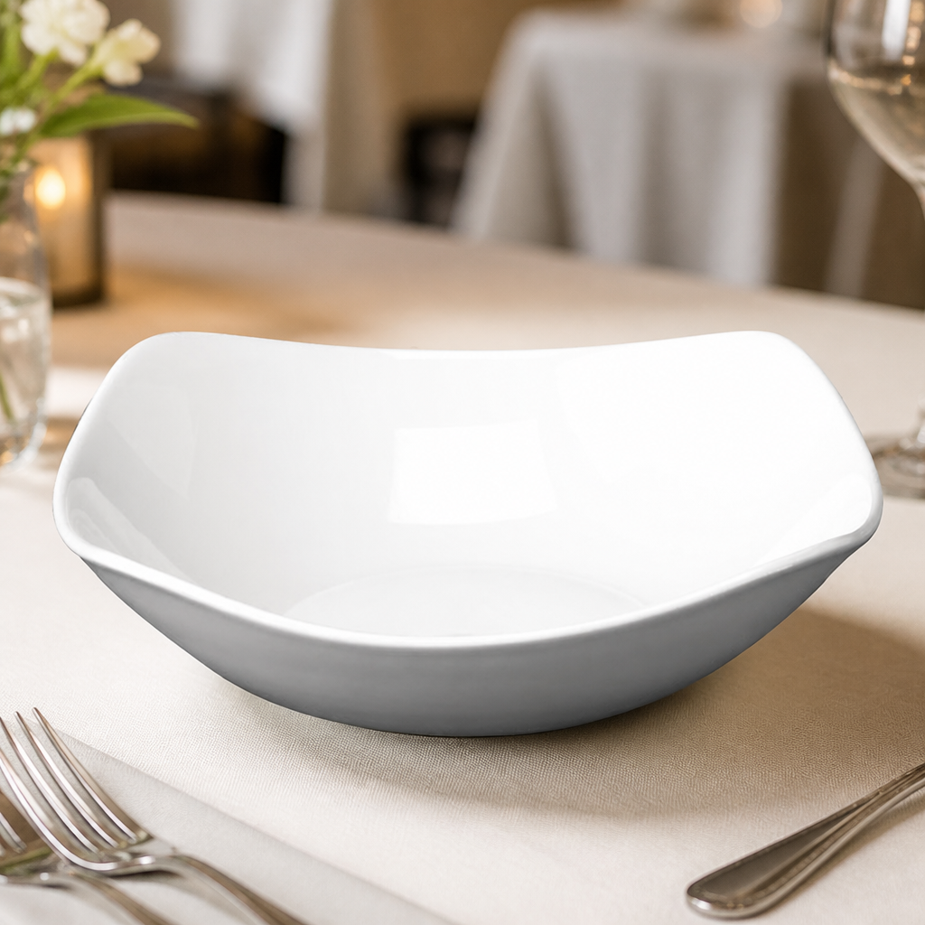 Commercial X Squared Bowls 235mm Plain Whiteware 12 Pack