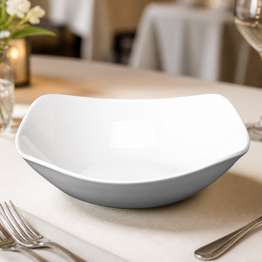 Commercial X Squared Bowls 235mm Plain Whiteware 12 Pack