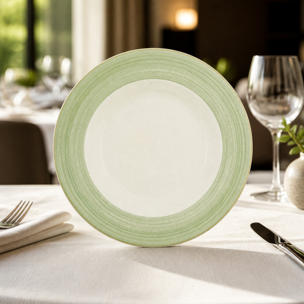 Commercial Green Slimline Plates 255mm - 24 Pack Porcelain