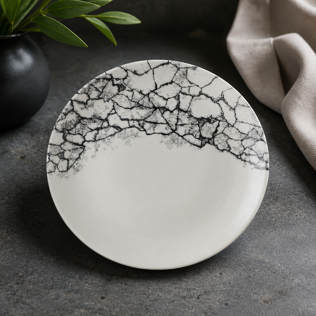 Commercial Kintsugi Coupe Plates Quartz Black 260mm 12 Pack