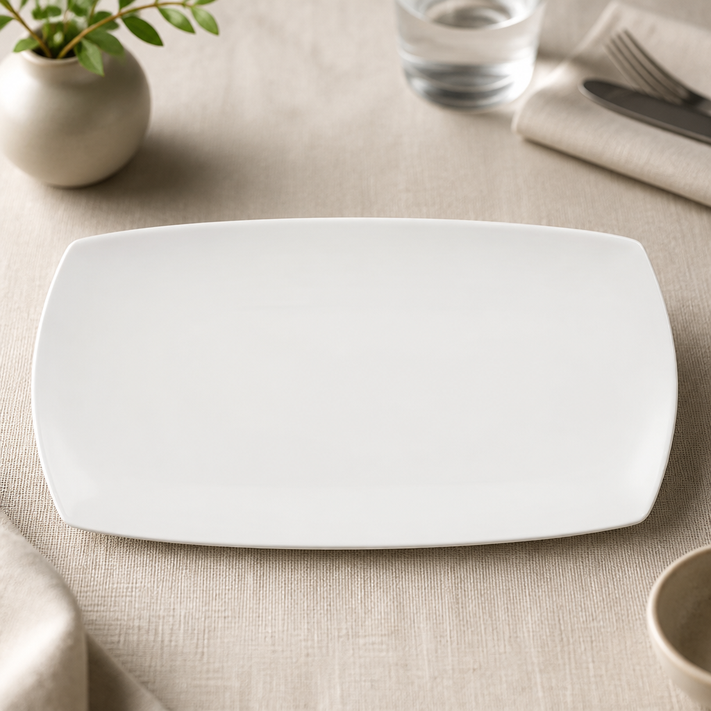 Commercial Rectangular Porcelain Plates 355x190mm 6 Pack